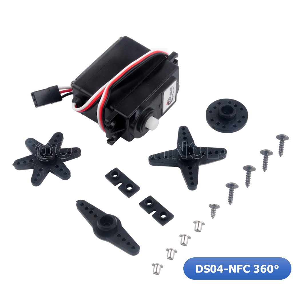 (1ชิ้น) NA299 เซอร์โวมอเตอร์ DS04-NFC Servo 360 องศา Continuous Rotation Servos DC Gear Motor Smart Car Robot Torsion 5.5kg/cm DC 4.8V-6V