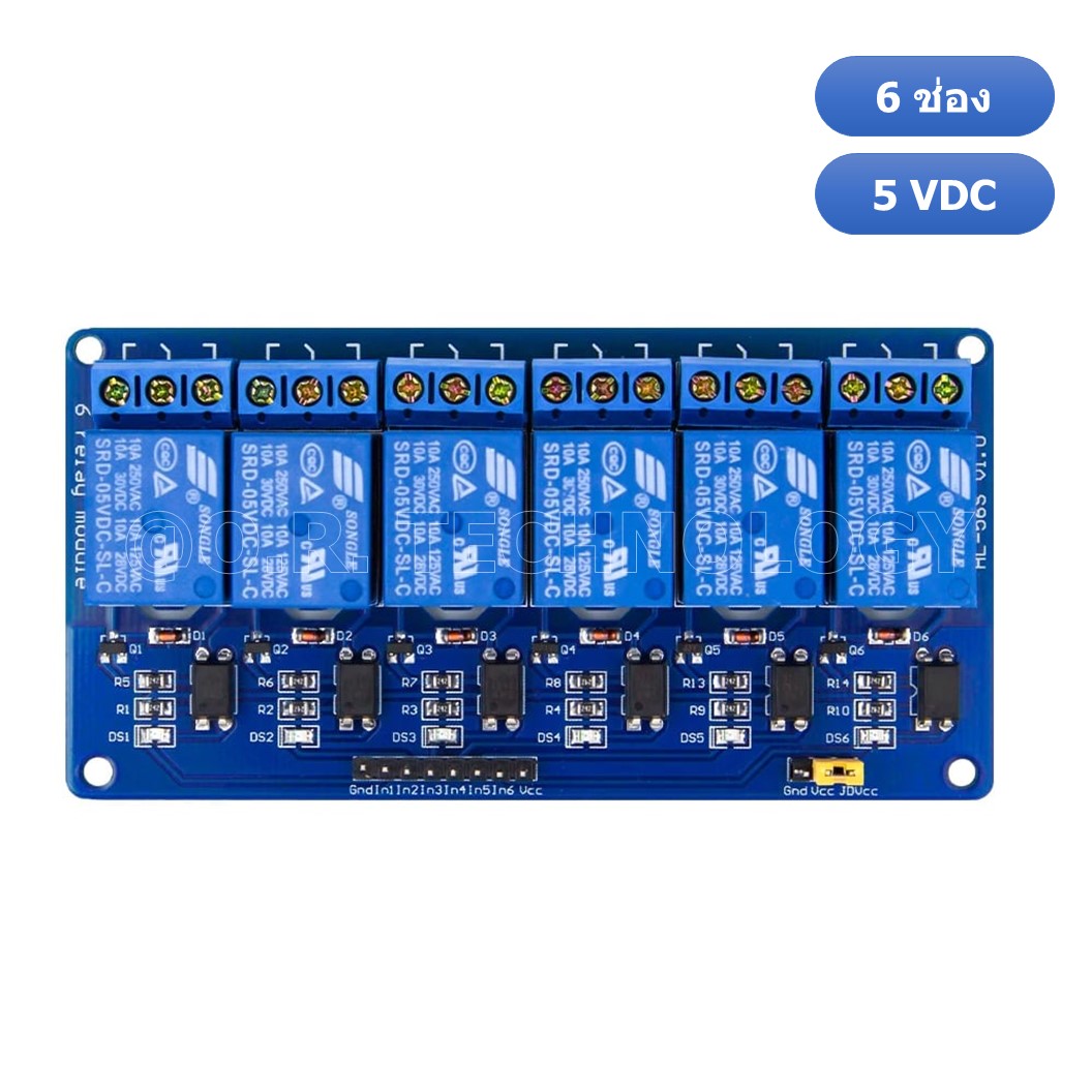 (1ชิ้น) AA027 รีเลย์ 6 ช่อง 5VDC Low Level Relay Module with light coupling