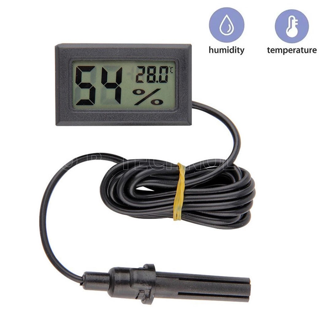 (1ชิ้น) AC286 ไฮโกรมิเตอร์ หน้าจอวัดอุณหภูมิ และความชื้น FY-12 Mini LCD Digital Thermometer Hygrometer Fridge Freezer Tester Temperature Humidity Meter with 1.5 Meter Wire