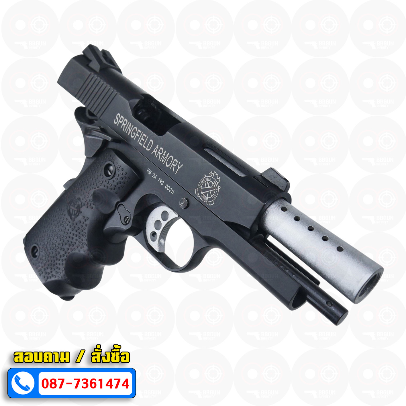 บีบีกันอัดแก๊ส Double Bell 793 BK Springfield V10 Ultra Compact 1911 สีดำ BB GUN
