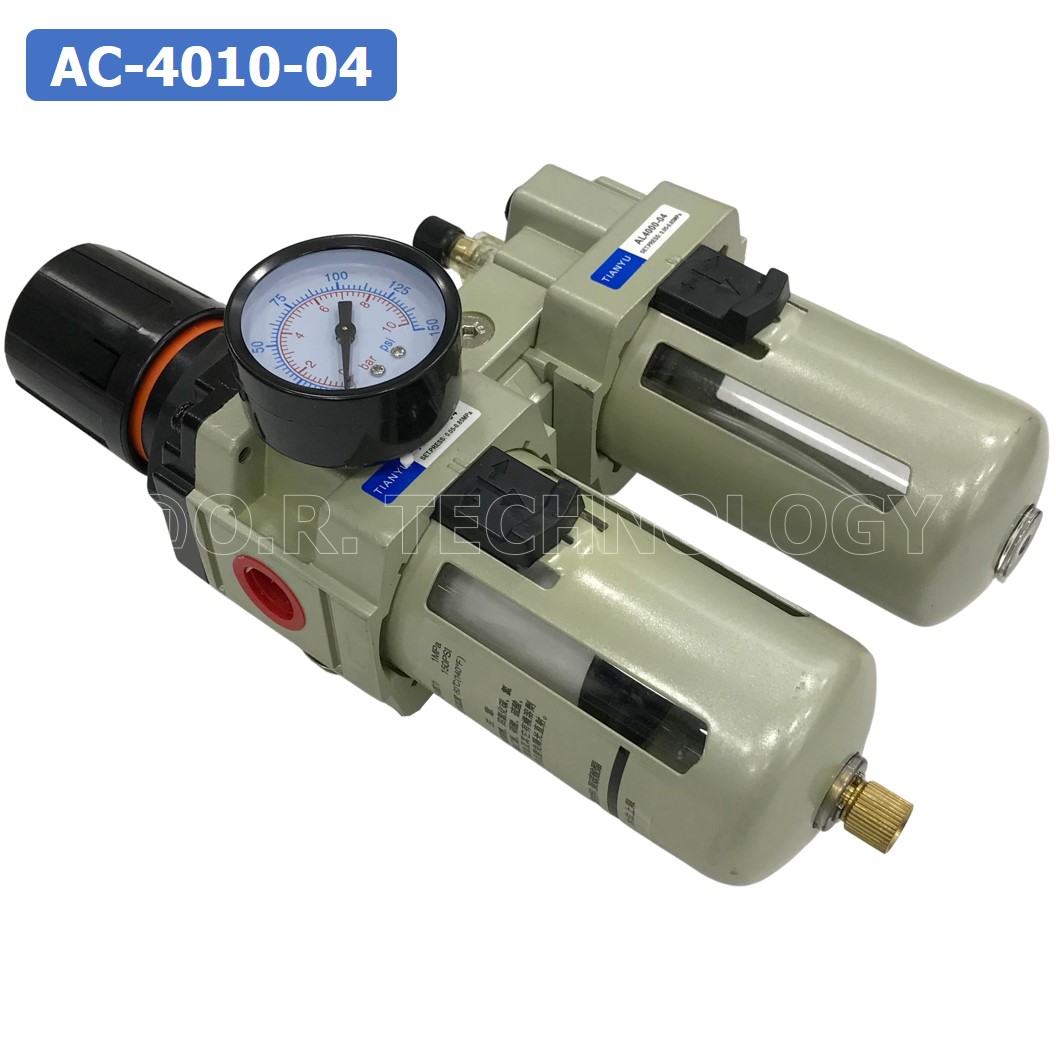 AC4010-04 ชุดกรองลมแบบ 2 ตอน Manual Drain FRL 2 Unit Combination Air Filter, Regulator & Lubricator TIANYU AC-4010-04
