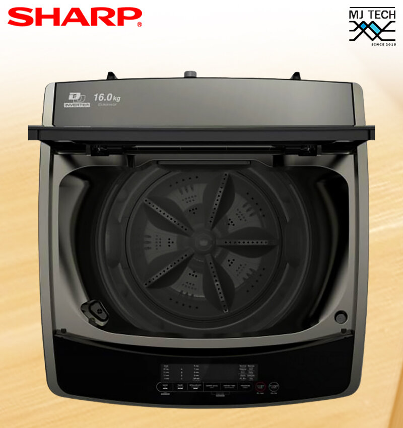 SHARP เครื่องซักผ้าฝาบน ขนาด 16 กก. รุ่น ES-WJX16-GY