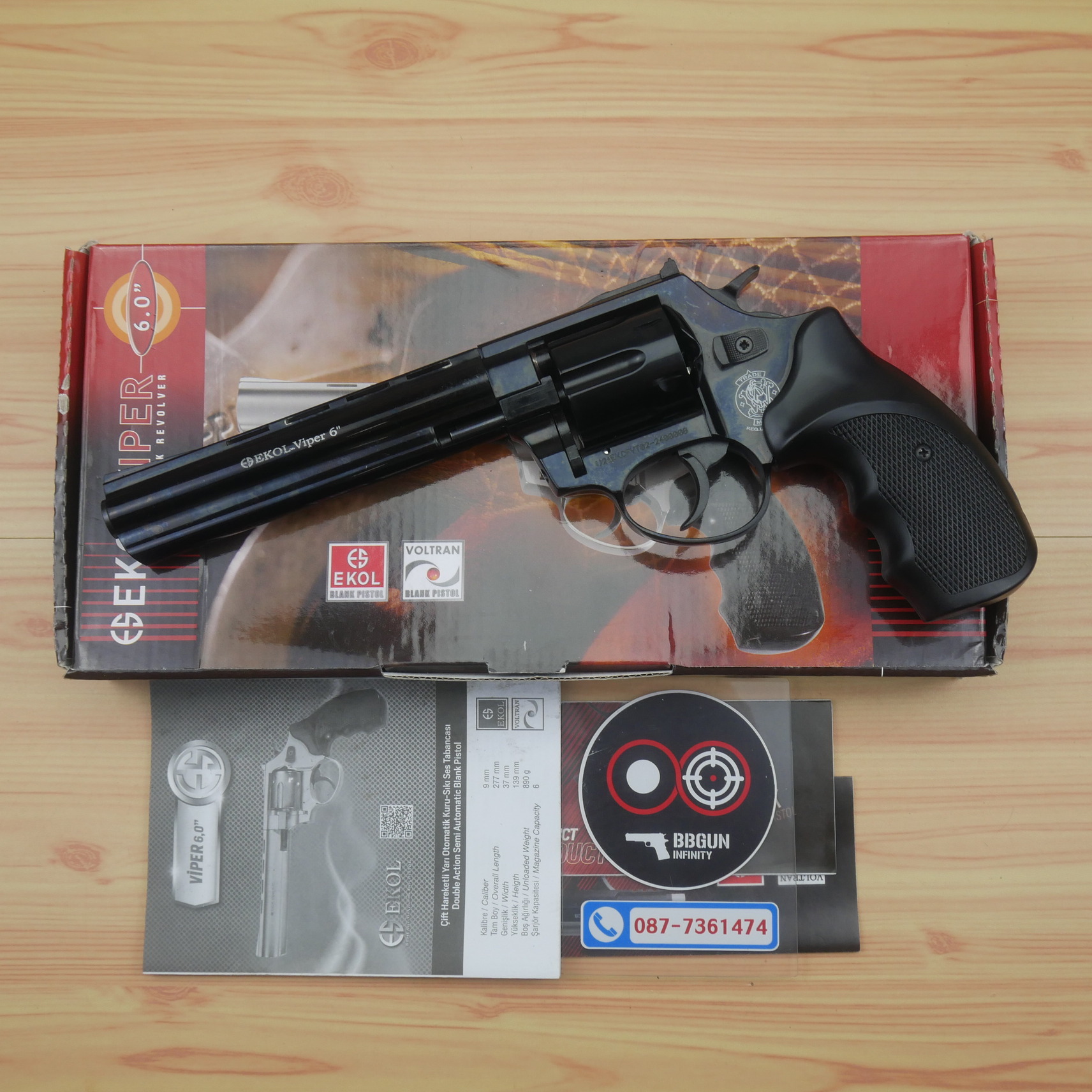 แบลงค์กันลูกโม่ Ekol Viper 6 นิ้ว สีดำ Revolver 6" Blank Gun