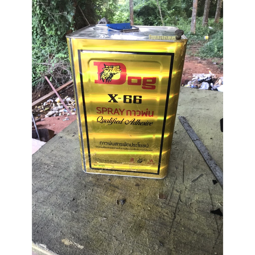 กาวพ่น Dog X-66 กาวพ่นสารพัดประโยชน์ ปิ๊บสี่ทอง (ราคารวมแวท) กาวยางอเนกประสงค์ DOG X-66 รุ่นปี๊บ 12 กก.
