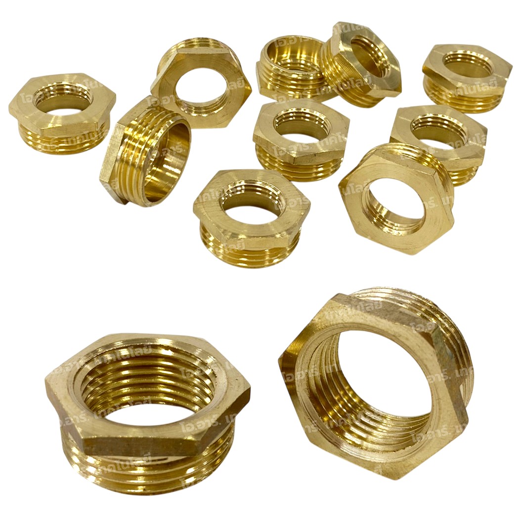 NP-FM นิปเปิ้ลทองเหลือง เมีย-ผู้ เกลียวใน-เกลียวนอก 1/8"-1" Brass Nipple Female-Male Thread นิปเปิ้ล ทองเหลือง ข้อลดเกลียว ข้อต่อลม 1หุน-8หุน Air connector Fitting Reducer