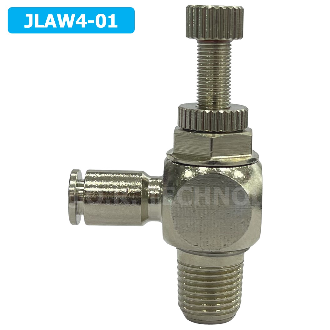 (1ชิ้น) JLAW4-01 ข้อต่อลมสแตนเลส ข้อต่อปรับลม งอ STAINLESS Air Flow Speed Controller ควบคุมความเร็วลม Speed Control valve JLAW JSL