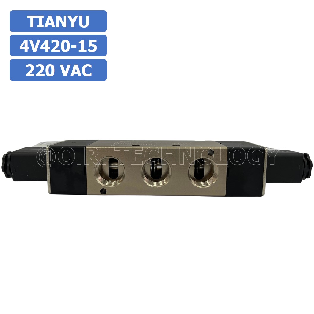 (1ชิ้น) 4V420-15 220VAC โซลินอยด์วาล์ว คอยล์ 2 ข้าง Double coil Solenoid Valve Pneumatic TIANYU