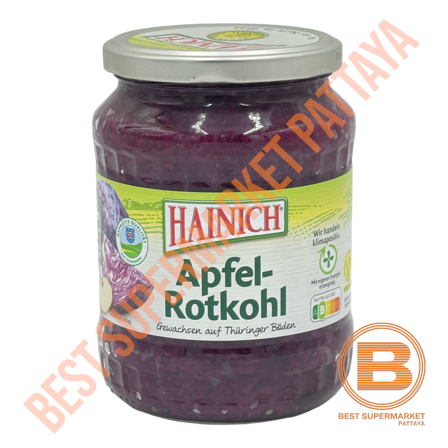 ไฮนิช กะหล่ำปลีม่วง ในน้ำแอปเปิ้ล 680 กรัม Hainich Apfel-Rotkohl 680 g.