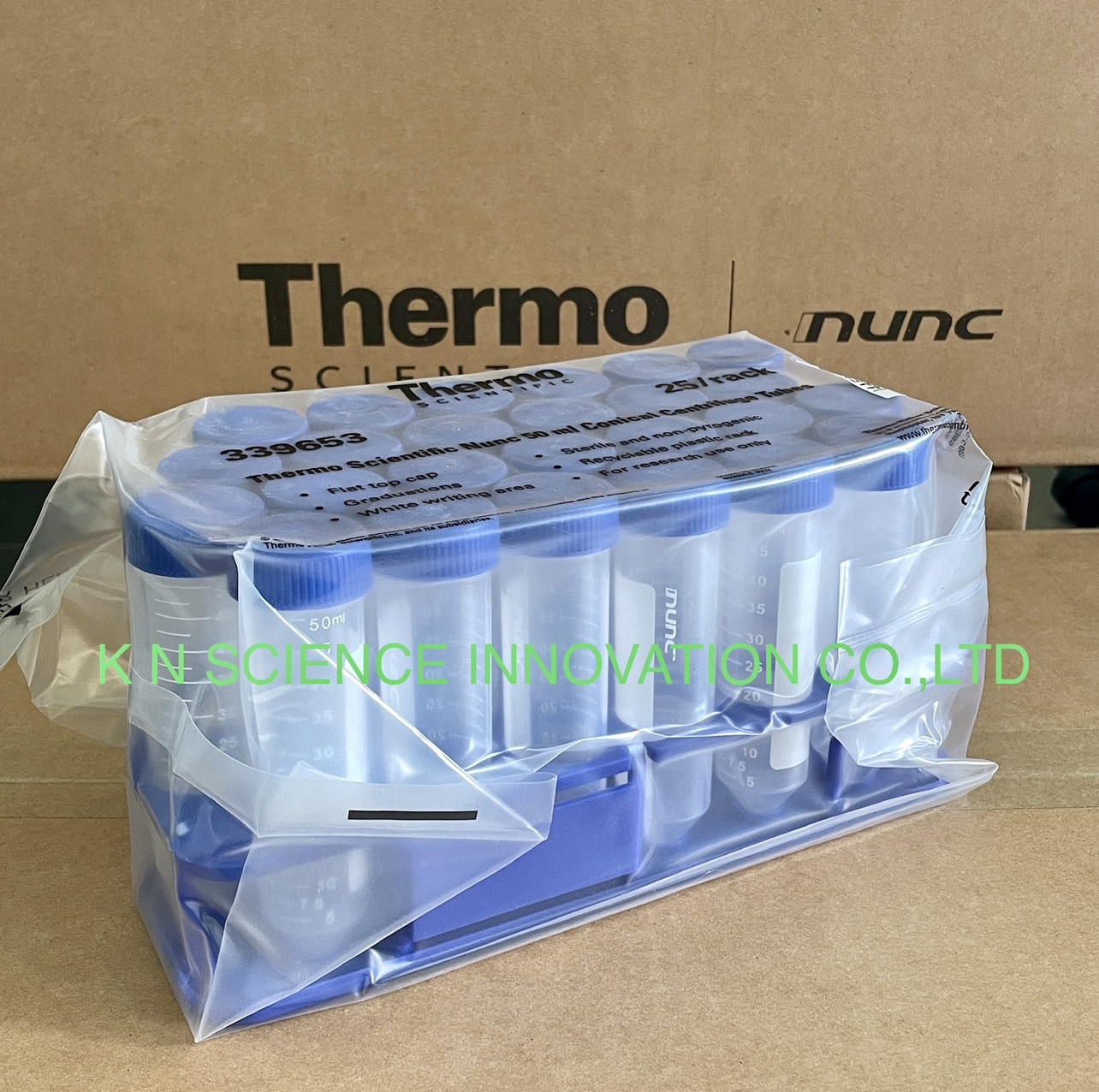 Conical Centrifuge Tube Sterile Polypropylene Centrifuge Tube,50ml Conical Tube Rack, 25 tubes/rack ยี่ห้อNunc™ 339653