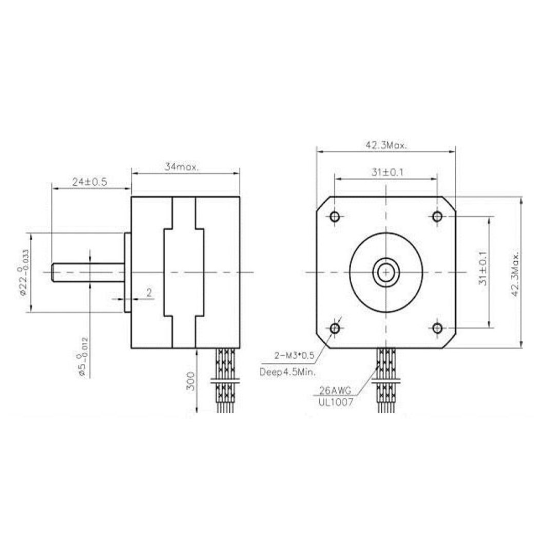 (1ชิ้น) JA005 สเต็ปเปอร์มอเตอร์ Stepper Motor JK42HS34-0404 NEMA17 (Round Shaft 1.8°) สเต็ปปิ้งมอเตอร์ Stepping Motor