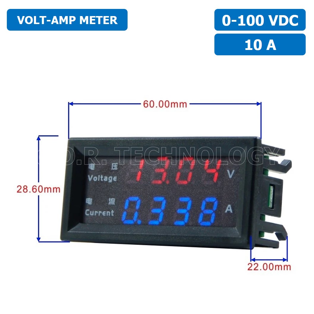 (1ชิ้น) M4430 DC 0-100V 10A เครื่องวัดแรงดัน และกระแสไฟฟ้า LED Voltmeter Current meter Ammeter Dual Digital Meter