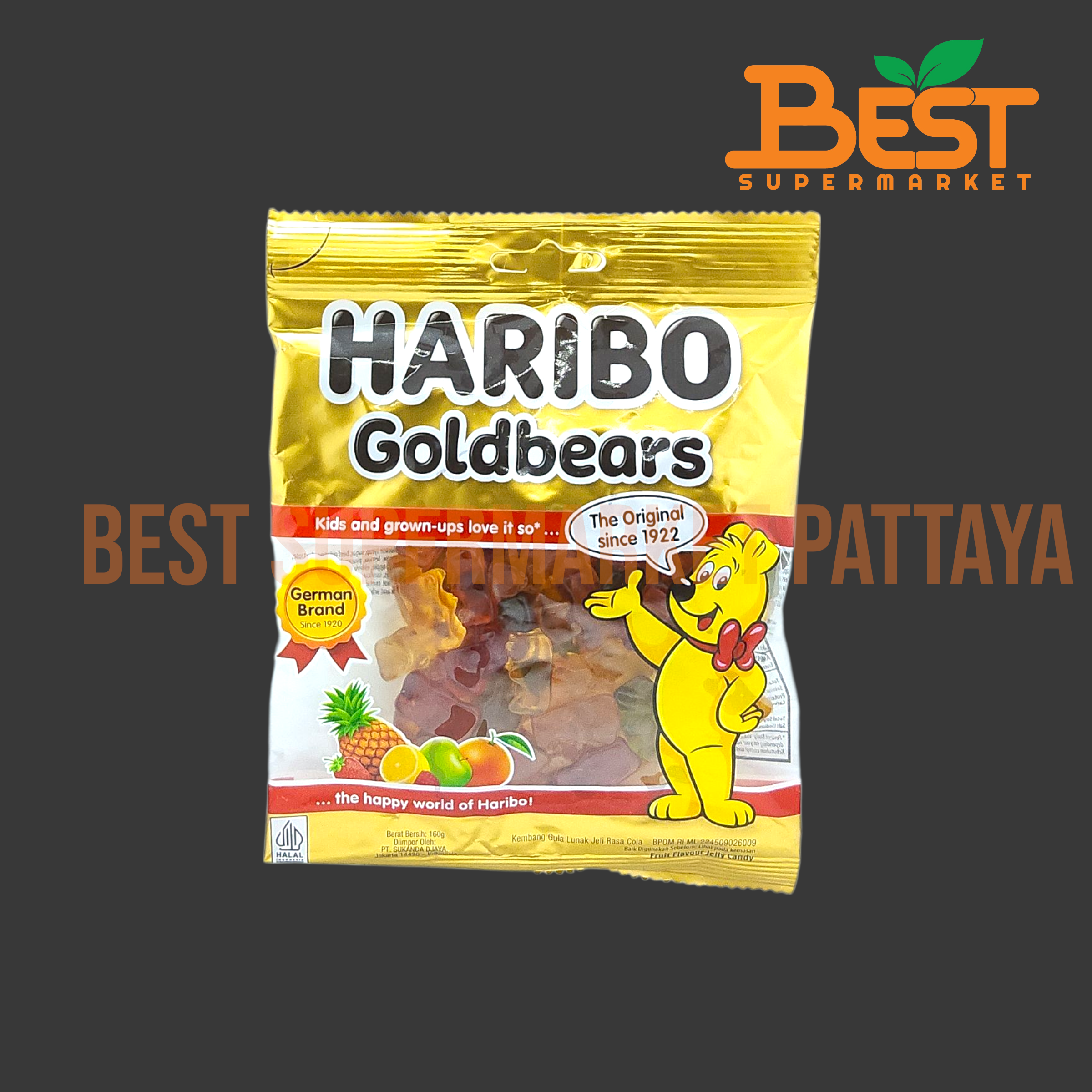 ฮาริโบ้ วุ้นเจราตินสำเร็จรูป กลิ่นผลไม้รวม รูปหมี 160 กรัม.HARIBO Goldbears 160 g.