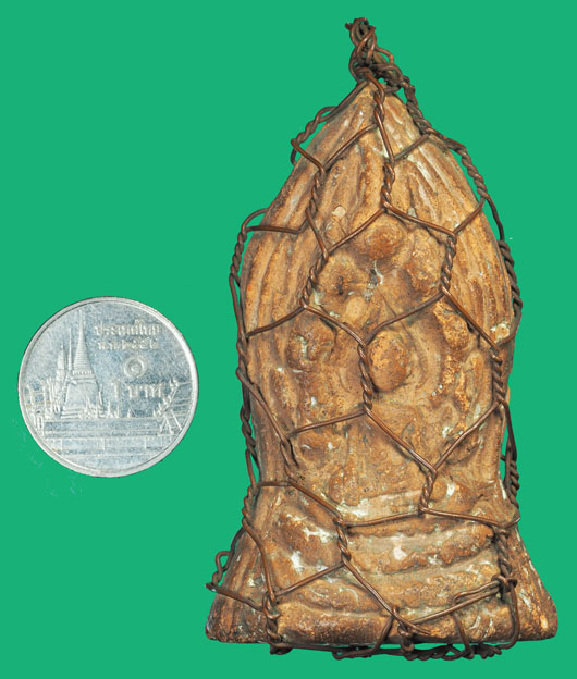 *35758 พระโคนสมอ ปางนาคปรก เนื้อดิน ถักลวด เก่า 13