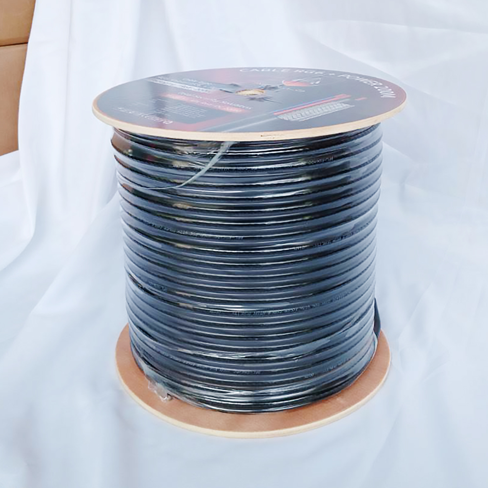 Apollo สายCoaxial Cable RG6+Power 200M สายสัญญาณกล้องวงจรปิด+สายไฟ Shield 95% สายอากาศทีวี
