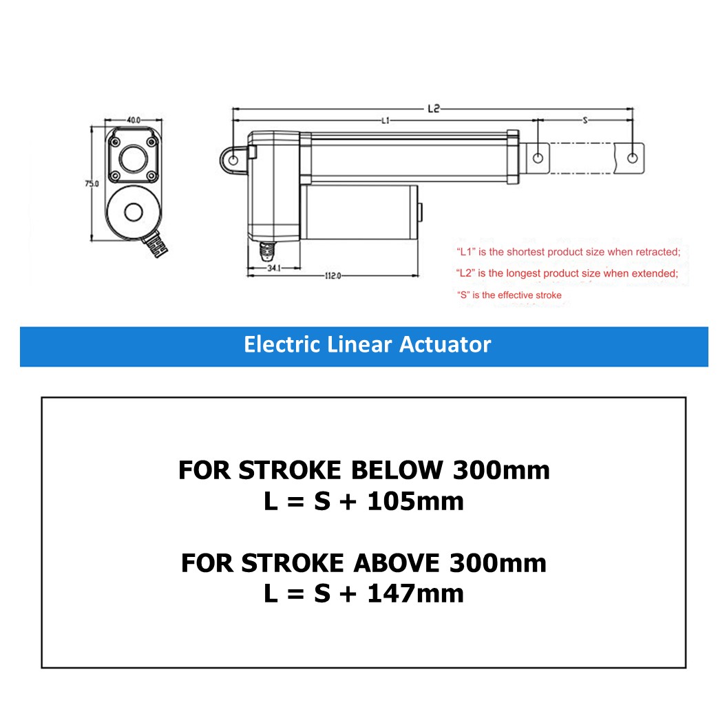 CLB 12VDC มอเตอร์ก้านชัก มอเตอร์แกนชัก ระยะชัก 50-500mm 20mm/s 700N Electric Linear Actuator Low Noise เสียงรบกวนน้อย พัตเตอร์ไฟฟ้า Putter