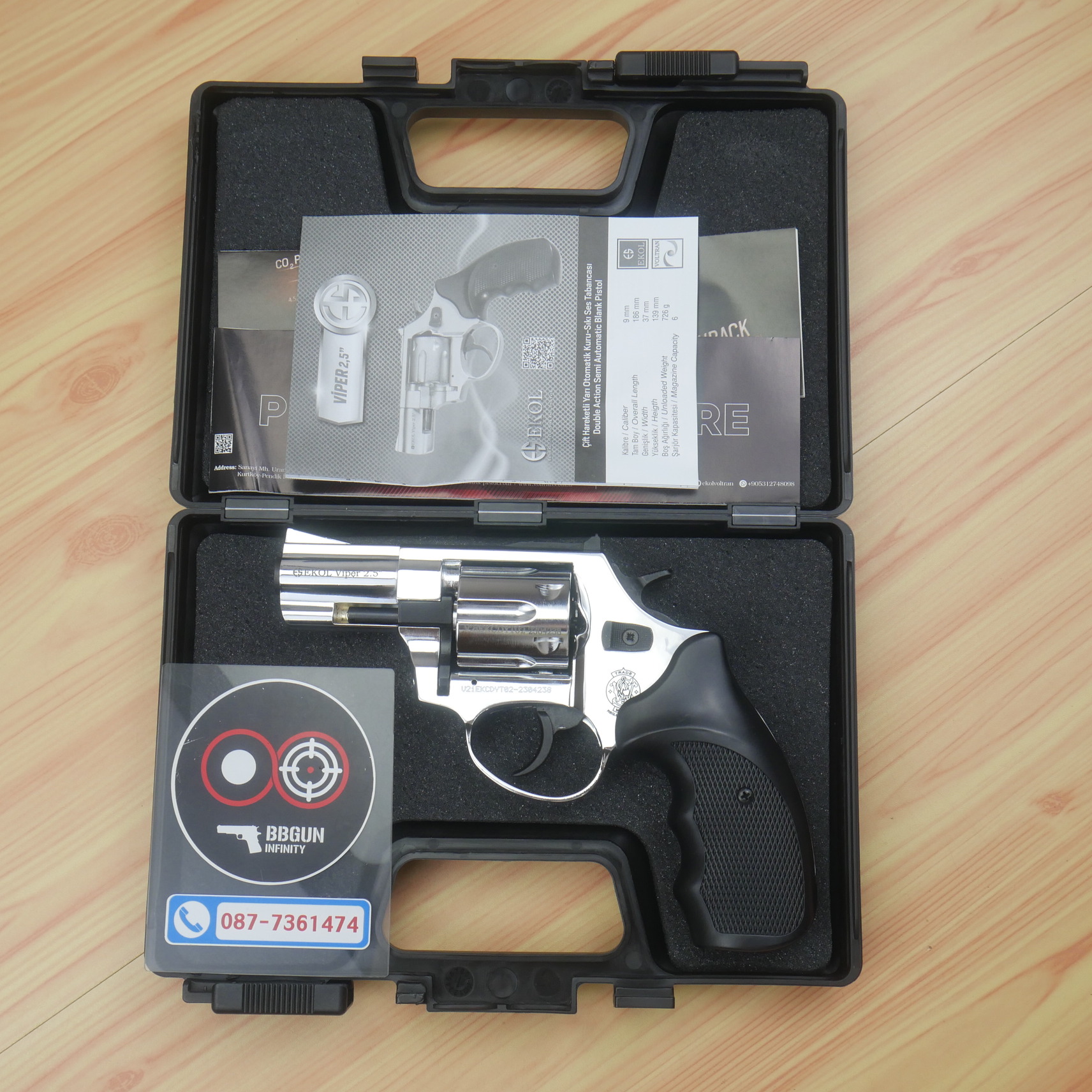 EKOL VIPER 2.5 SHIMY CHROME แบลงค์กัน ลูกโม่ 2.5 นิ้ว สีเงินเงา Smith & Wesson Revolver BLANK GUN