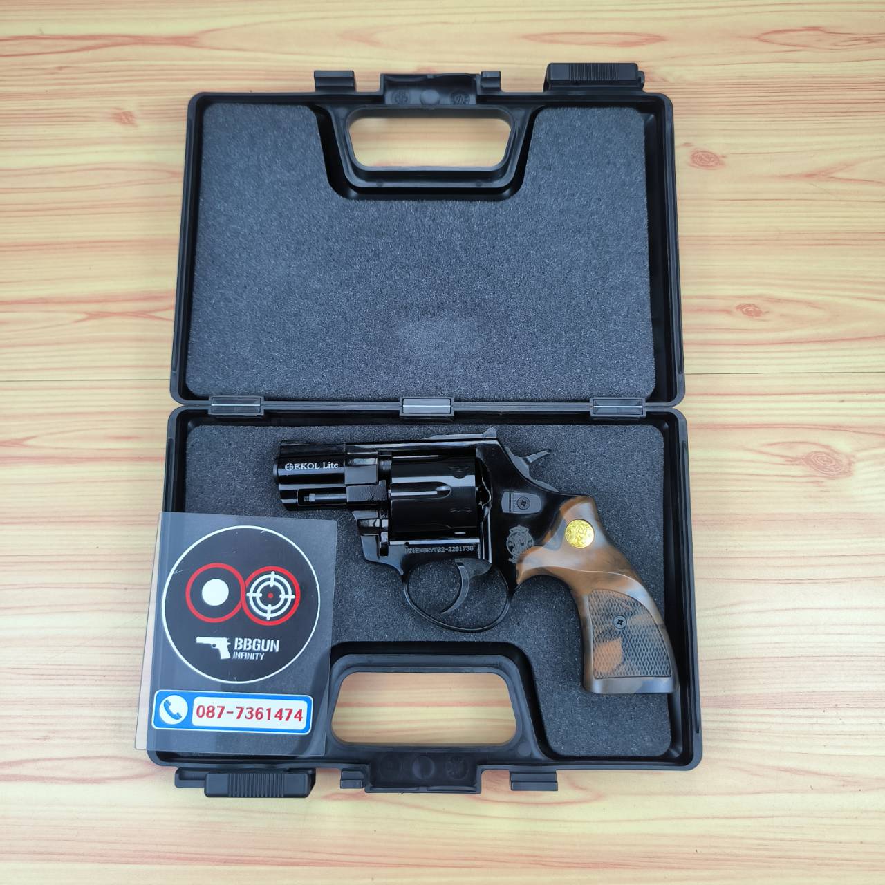 แบลงค์กัน ลูกโม่ 2 นิ้ว สีดำ Ekol Lite กระดุมทอง (Black) Smith & Wesson blank gun Revolver 2 inch