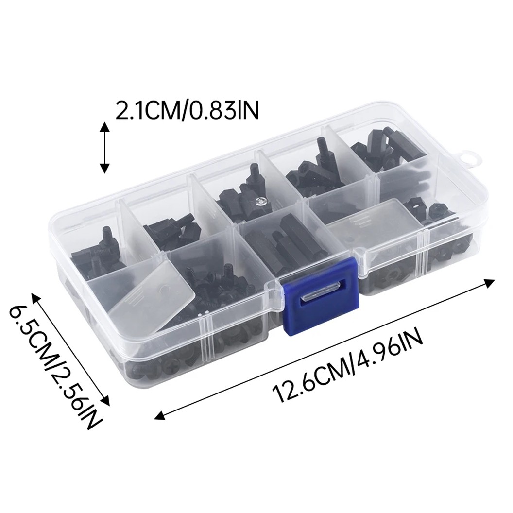 M3-180-Nylon ชุดเสาไนลอน นอต สกรู M3 180ชิ้น 180Pcs M3 Hex Nylon Standoff + Nut + Screw kit เสายึดแผ่นปริ้น เสารองบอร์ด ขารองบอร์ด เสารองแผ่น PCB