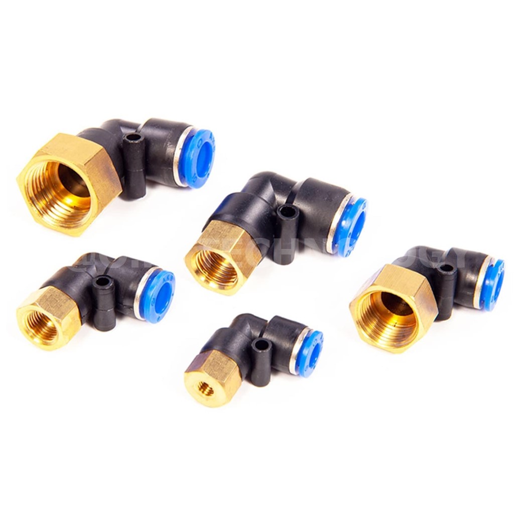 PLF10 PLF12 ข้อต่อลม งอ90 เกลียวใน Female Thread Elbow Pipe Quick Fittings ข้อต่อลมทองเหลืองงอ ข้อต่อลมงอตัวเมีย