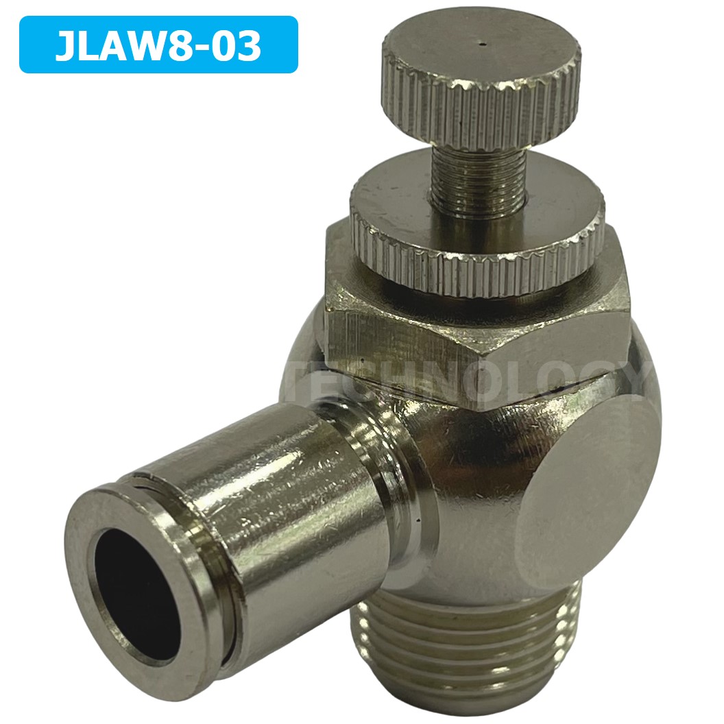 (1ชิ้น) JLAW8-03 ข้อต่อลมสแตนเลส ข้อต่อปรับลม งอ STAINLESS Air Flow Speed Controller ควบคุมความเร็วลม Speed Control valve JLAW JSL
