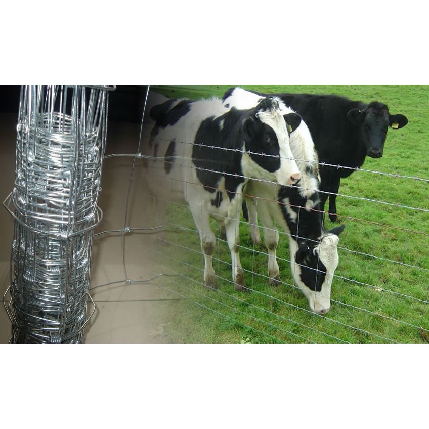 รั้วตาข่ายแรงดึงสูง ยาว50เมตร ความสูง1.2เมตร ป้ายแดง(ราคารวมแวท)ลวดล้อมคอกสัตว์ วัว แพะ ตาข่ายลวดเหล็ก {0102102602}