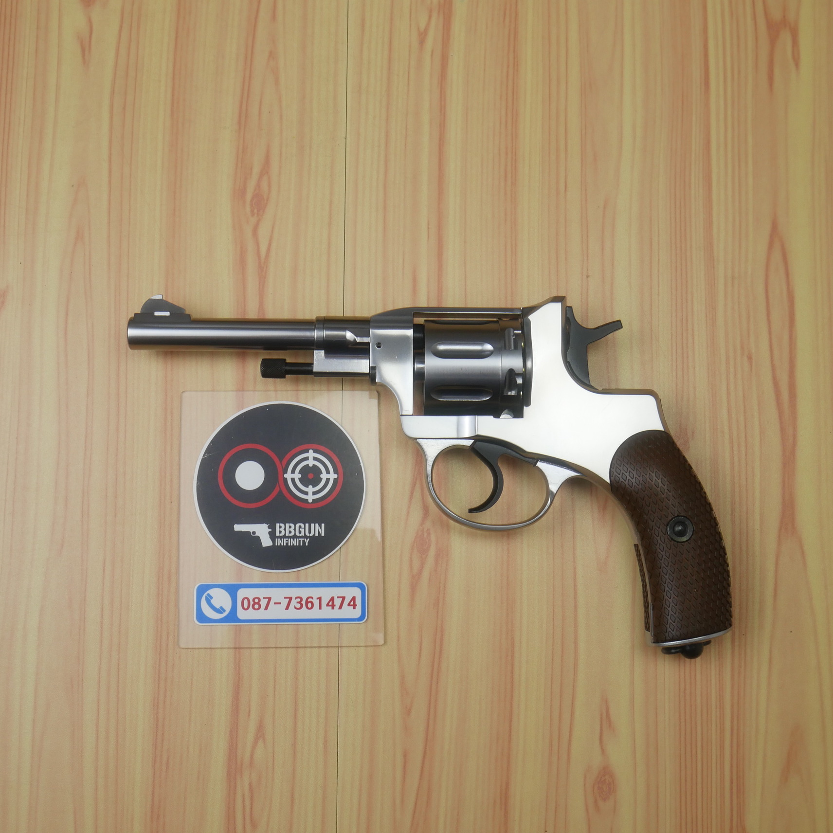 บีบีกันลูกโม่ 4" Gun Heaven Nagant M1895 สีเงินเงา ระบบแก๊ส Co2