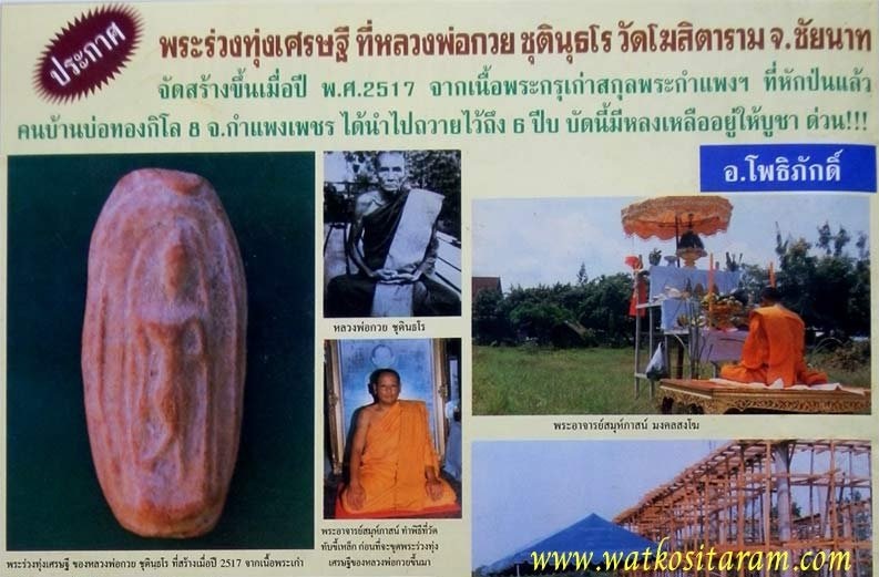 พระลีลาทุ่งเศรษฐีเม็ดขนุน หลวงพ่อกวย ปี 2517