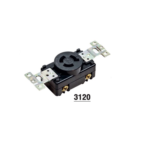 AMERICAN DENKI 3120 ปลั๊กตัวเมียฝังขาล็อก 3P(3P,4W GND) 15A 250V