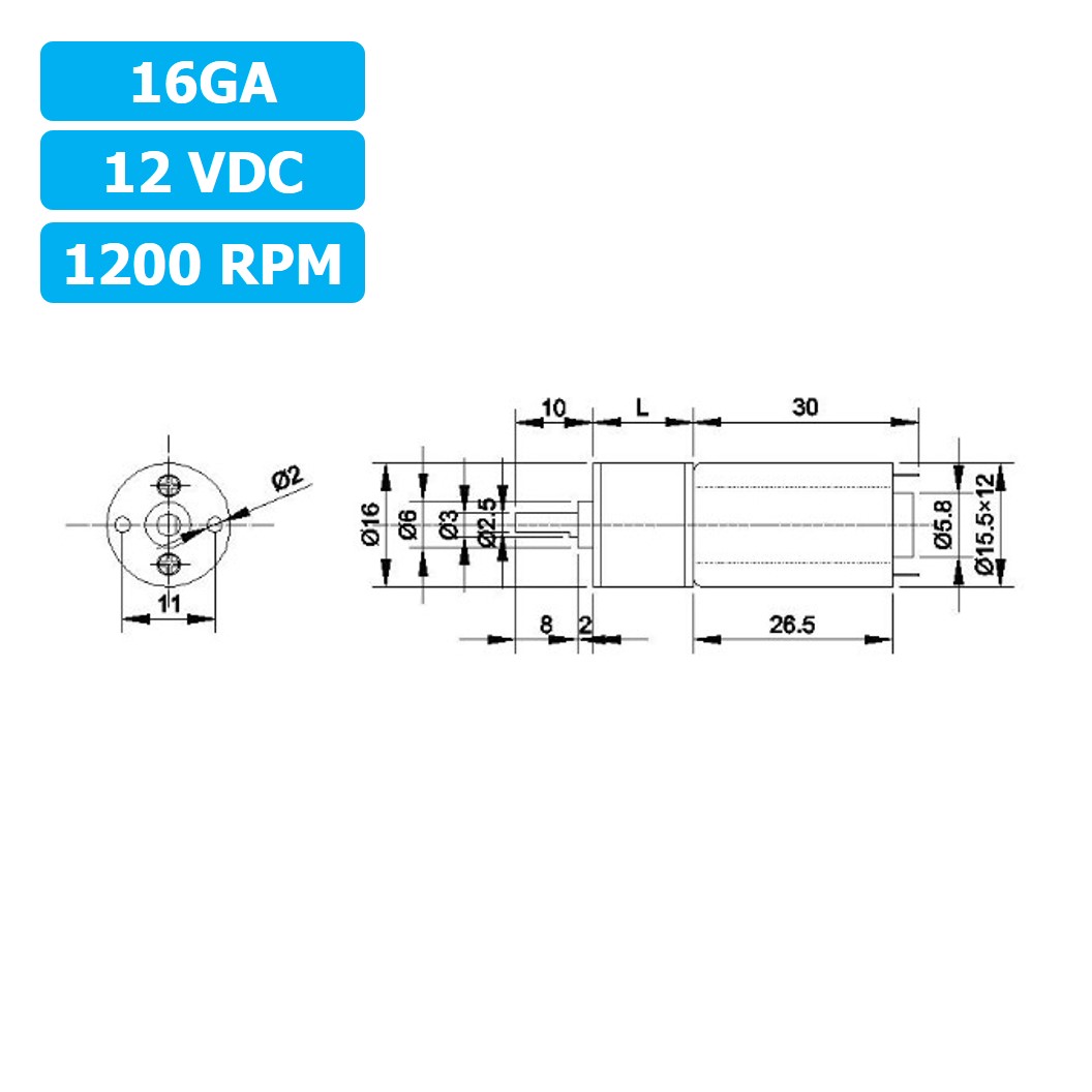 (1ชิ้น) XU911 มอเตอร์ มอเตอร์เกียร์ 16GA 12VDC 1200RPM Gear Motor DC 16GA แกนขนาด 3mm D Shaft มอเตอร์ทดเฟือง มอเตอร์รถ