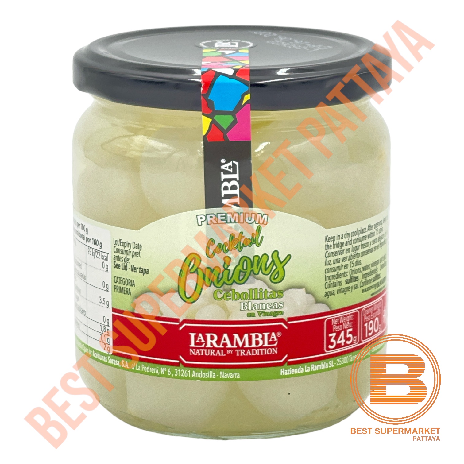 ลาแรมบลา หัวหอมดอง คอกเทล ออเนียนส์ 345 กรัม La Rambla Cocktail Onions 345 g.
