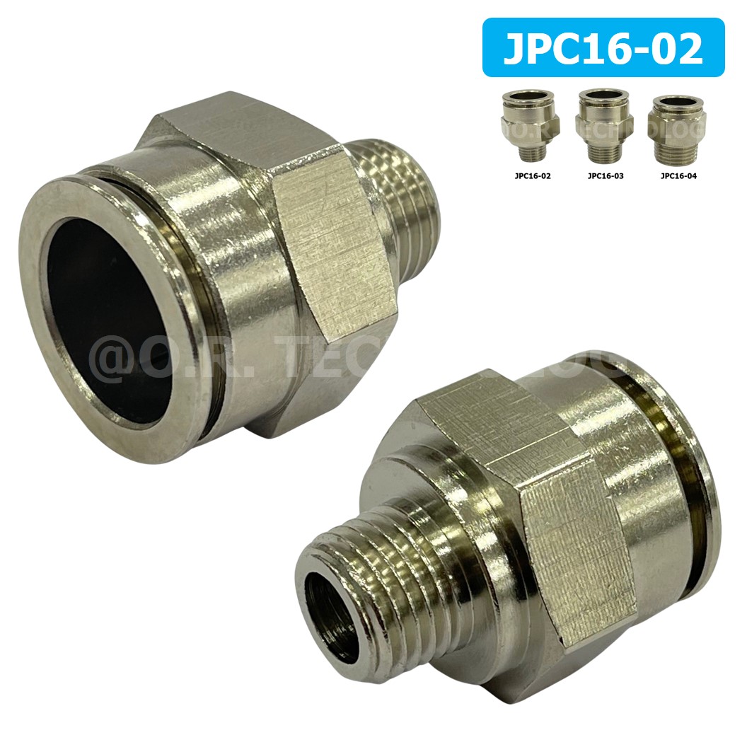 (1ชิ้น) JPC16-02 ข้อต่อลมสแตนเลสเกลียวนอก ข้อต่อลมเกลียวนอก ข้อต่อลม สแตนเลส STAINLESS Male Thread Straight Quick Connector Fitting