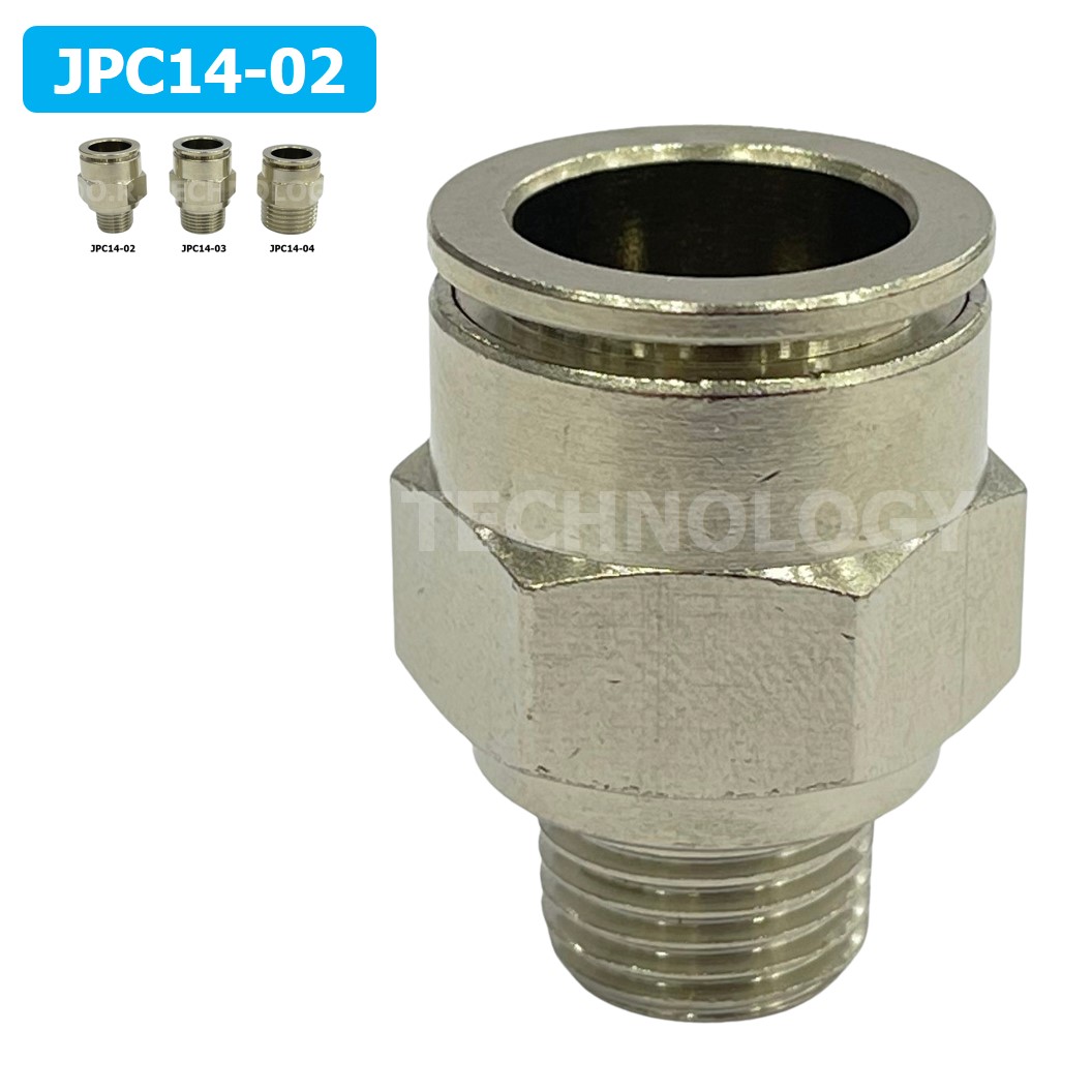 (1ชิ้น) JPC14-02 ข้อต่อลมสแตนเลสเกลียวนอก ข้อต่อลมเกลียวนอก ข้อต่อลม สแตนเลส STAINLESS Male Thread Straight Quick Connector Fitting