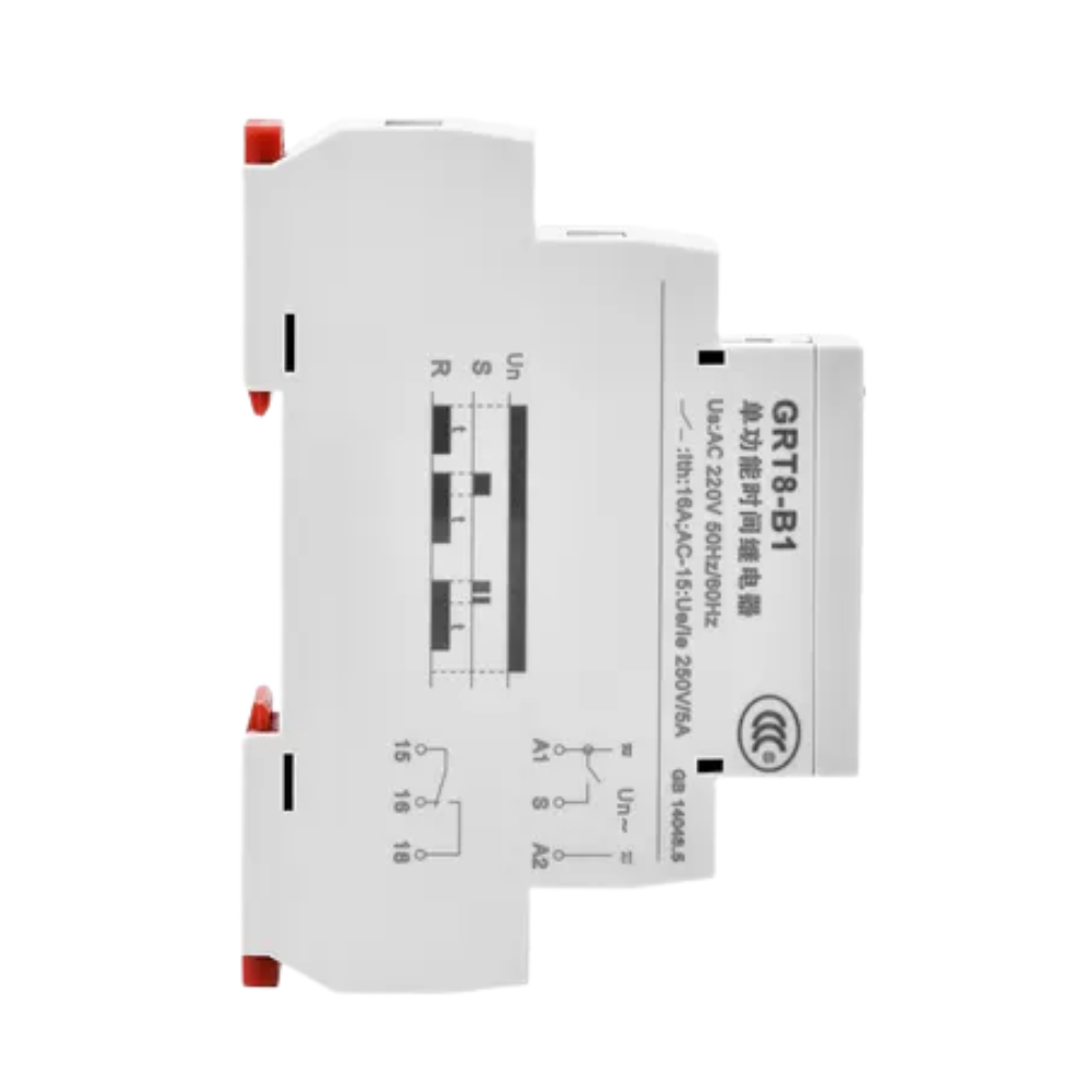 GEYA Delay Time Relay รีเลย์ตั้งเวลาอิเล็กทรอนิกส์ รุ่น GRT8-B1 Un : AC230V 50/60Hz,AC/DC12V-240V 50/60Hz
