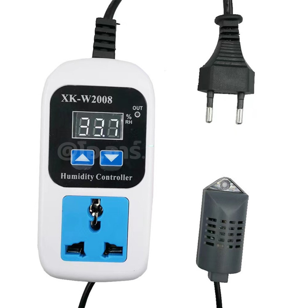 XK-W2001/XK-W2008 220VAC ปลั๊กควบคุมอุณหภูมิ/ปลั๊กควบคุมความชื้น Digital Temperature Controller / Humidity Controller เครื่องควบคุมอุณหภูมิตู้ฟักไข่ เครื่องควบคุมอุณหภูมิ/เครื่องควบคุมความชื้น (-50°C-110°C) / (0-100%RH)