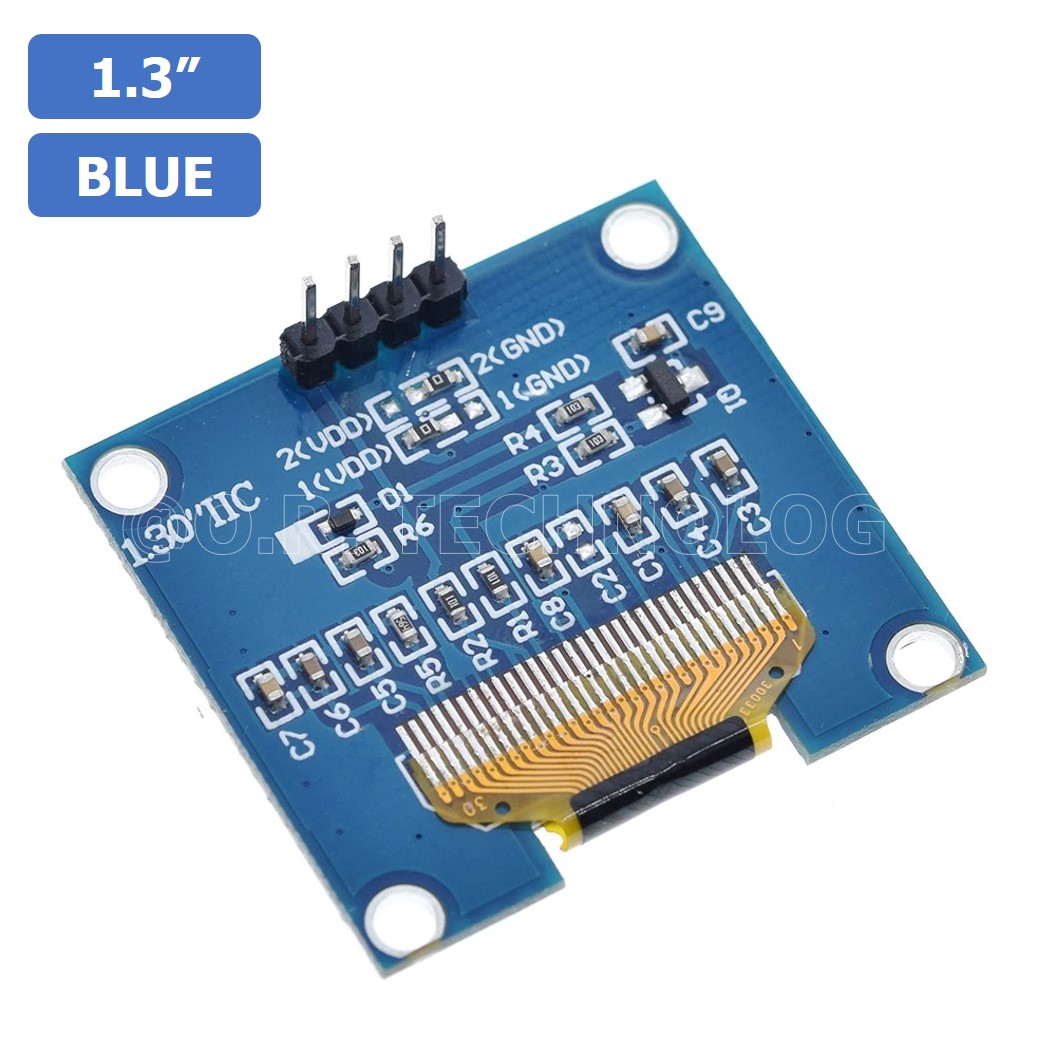 (1ชิ้น) AA142 หน้าจอ จอแสดงผล ขนาด 1.3 นิ้ว 1.3" Inch I2C IIC OLED LCD Module 4pin (with VCC GND), Blue สีน้ำเงิน