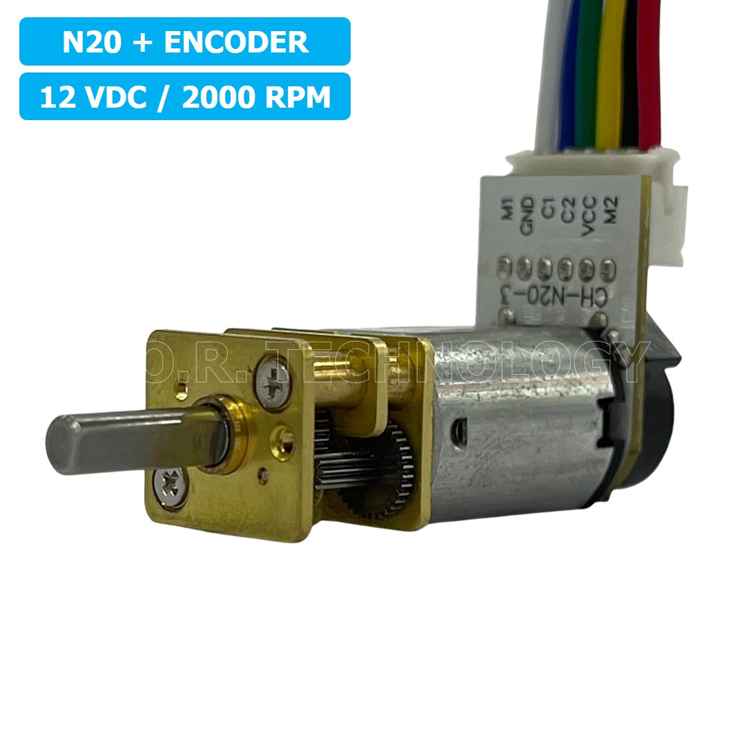 (1ชิ้น) JB339 มอเตอร์เกียร์ N20 12VDC 2000RPM พร้อม เอ็นโค้ดเดอร์ Micro Gear Motor DC with Encoder แกนขนาด 3mm D Shaft มอเตอร์ทดเฟือง GA12-N20 ไมโครมอเตอร์ มอเตอร์