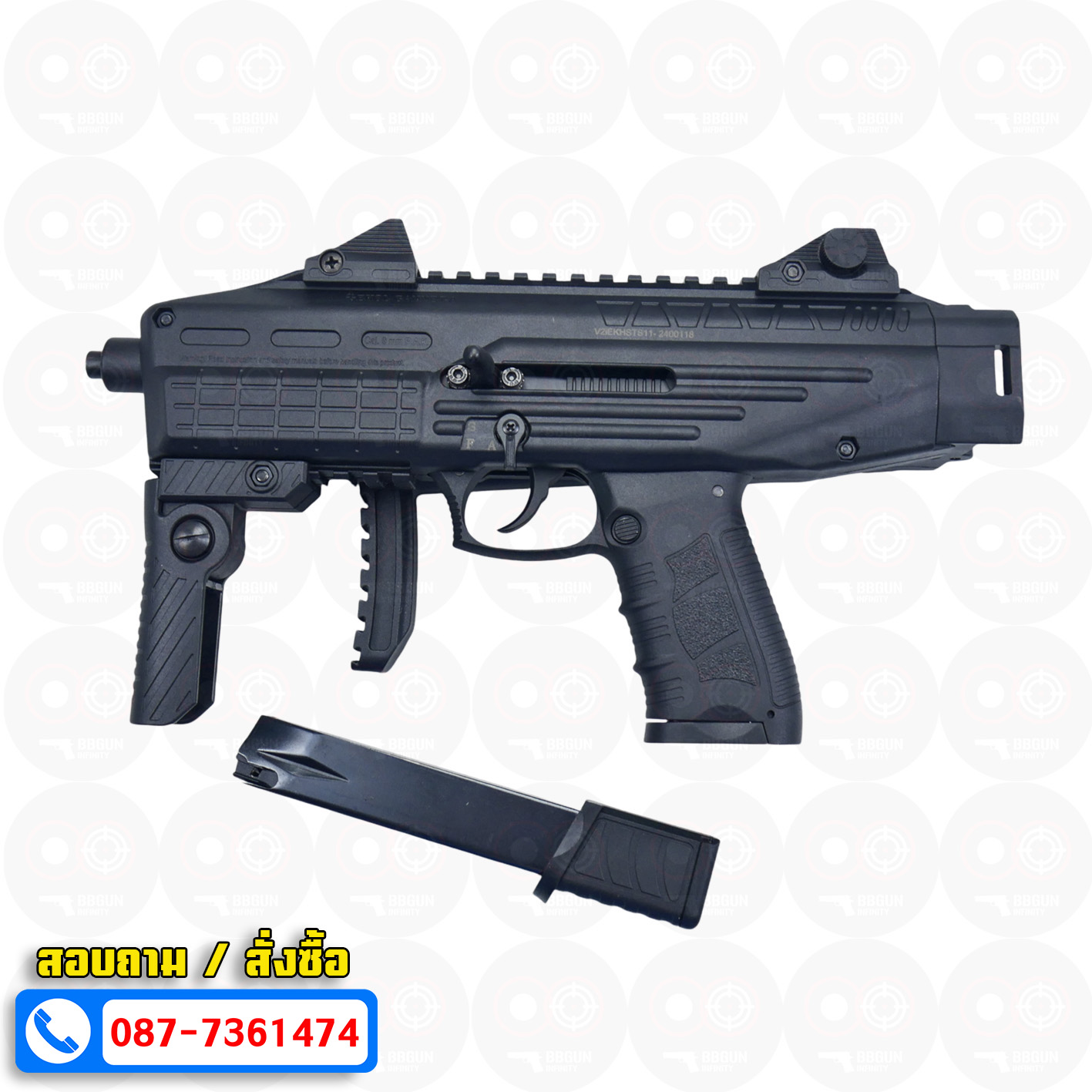 แบลงค์กัน Ekol GANNET-A Semi - Full Auto 9 mm. P.A.K. Blank gun สีดำ (แถม 2 แม็กกาซีน)