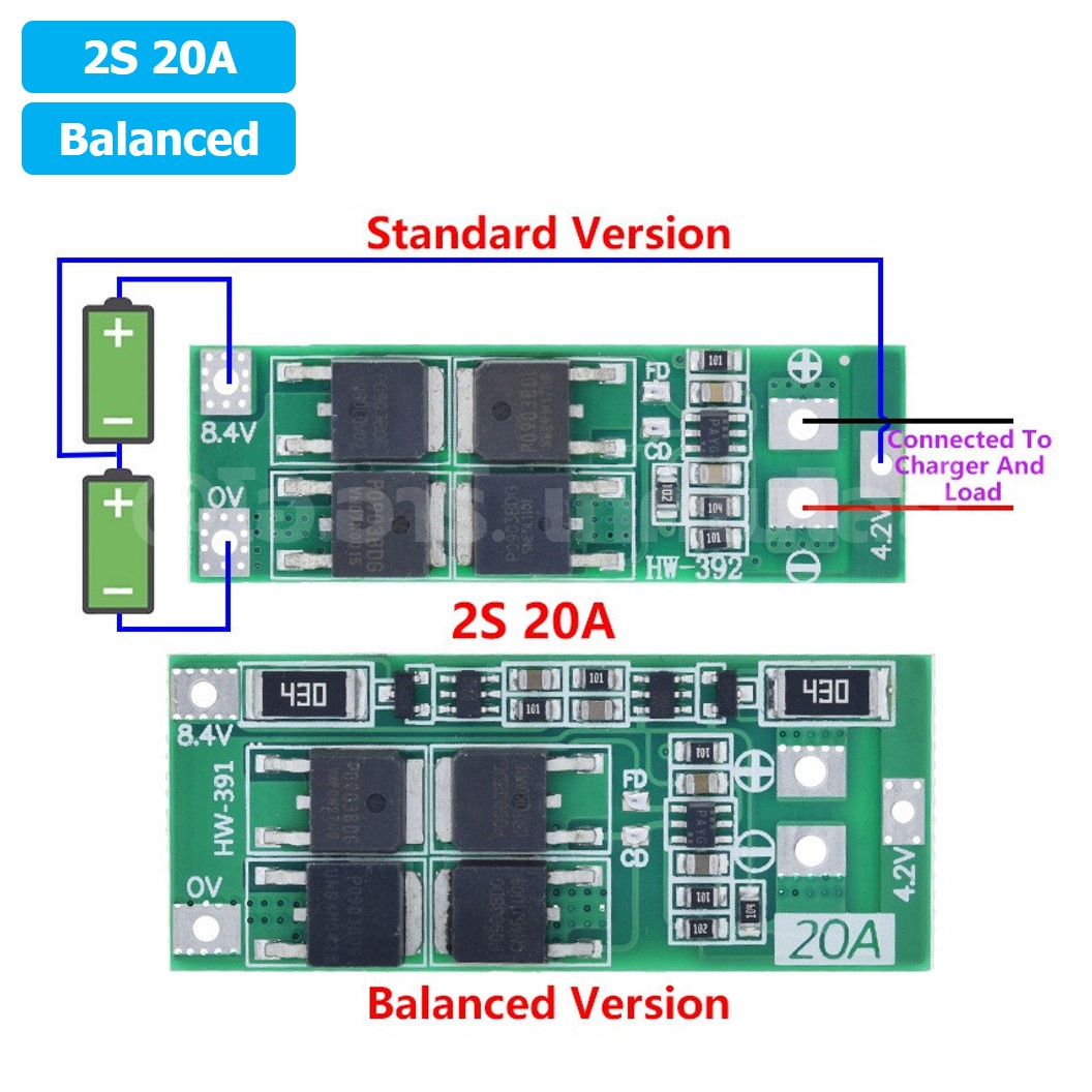 CM622 2S 20A Balanced โมดูลชาร์จแบตเตอรี่ BMS 2-Series 20A 18650 Lithium Battery Protection Module แบตลิเธียม