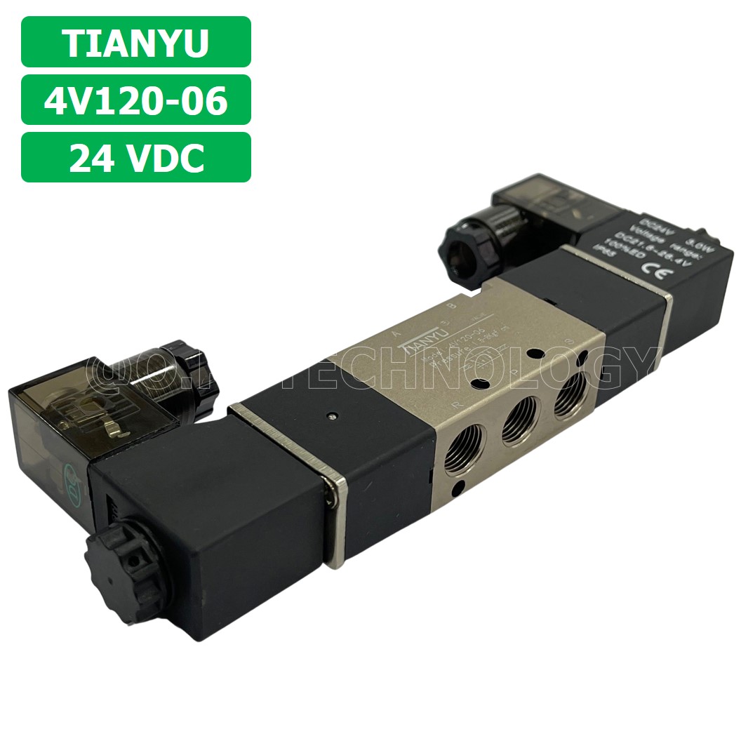 (1ชิ้น) 4V120-06 24VDC โซลินอยด์วาล์ว คอยล์ 2 ข้าง Double coil Solenoid Valve Pneumatic TIANYU โซลินอยด์วาล์วไฟฟ้า โซลินอยลม วาล์วลม กระบอกลม