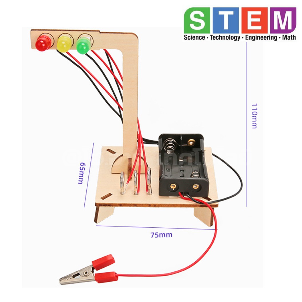 T-M46 ชุดประกอบไม้ ไฟจราจร Traffic Light Wooden Kit STEM Education ของเล่นเสริมทักษะ เสริมพัฒนาการ ชุดสัญญาณไฟจราจรทดลอง 3สี