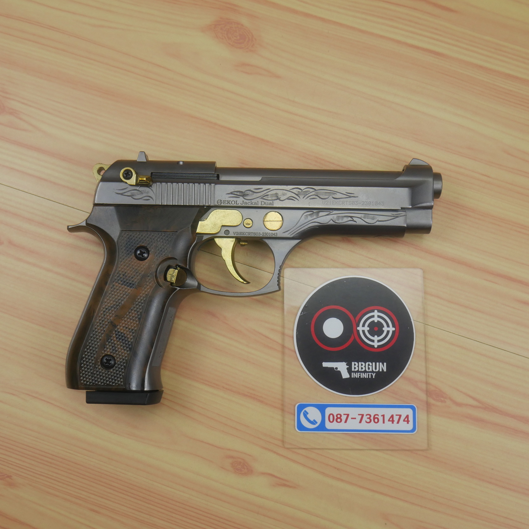 แบลงค์กัน EKOL JACKAL DUAL Full Auto 5 นิ้ว สีฟูมทองลาย Blank Gun