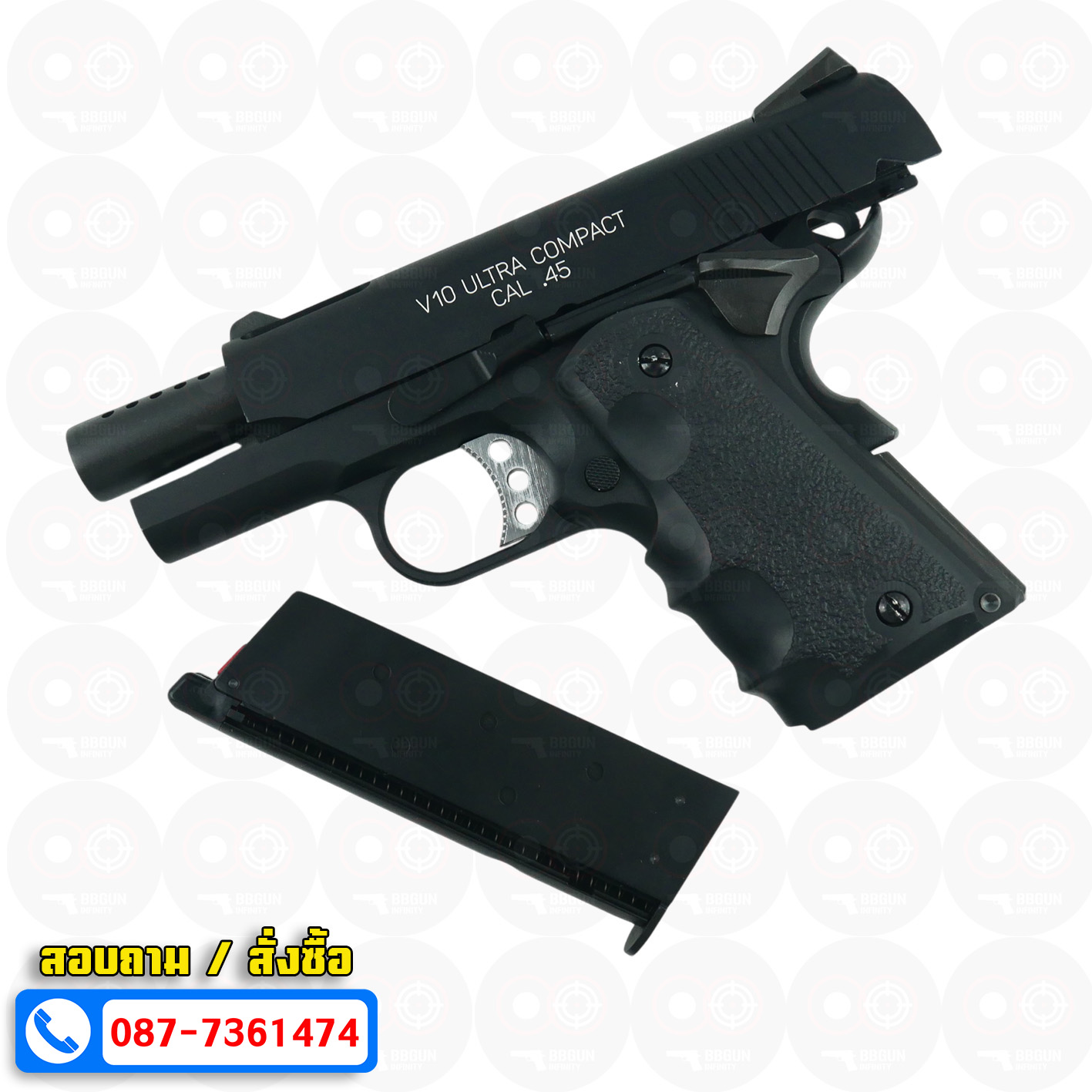 บีบีกันอัดแก๊ส ยักษ์แคระ AW (NE1002) Springfield V10 Ultra Compact (Black) BB GUN