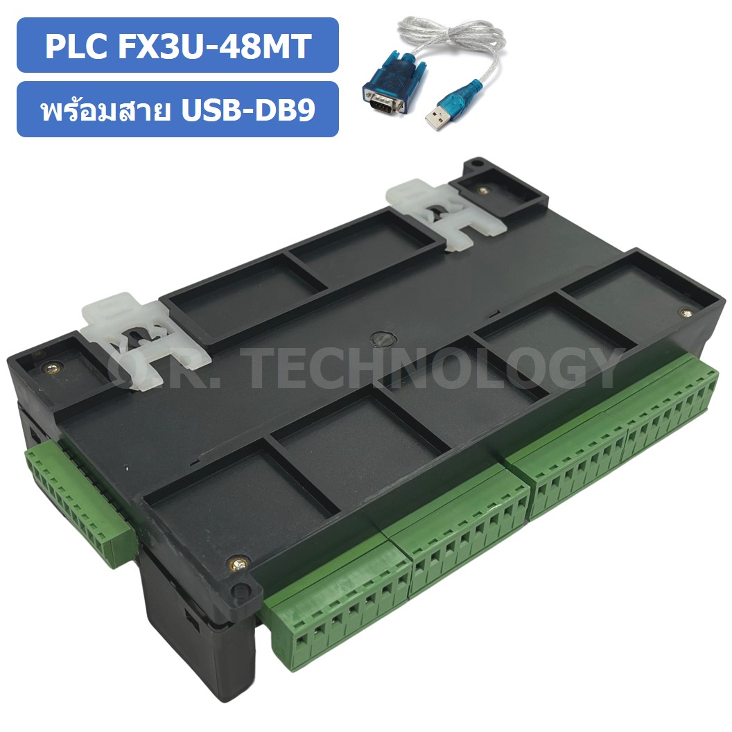 (1ชิ้น) PLC BOARD FX3U-48MT บอร์ดควบคุมอุตสาหกรรม พร้อมสาย USB-DB9 RS232 with cable
