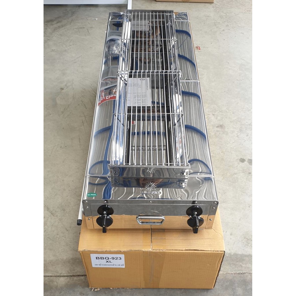 เมืองนนท์แก๊ส BIGSUN เตาย่าง ใช้แก๊ส ไร้ควัน สแตนเลส BBQ-923 XL ขนาดตัวเตา 39x115x25 ซม. ขนาดตะแกรงย่าง 23x98 ซม.