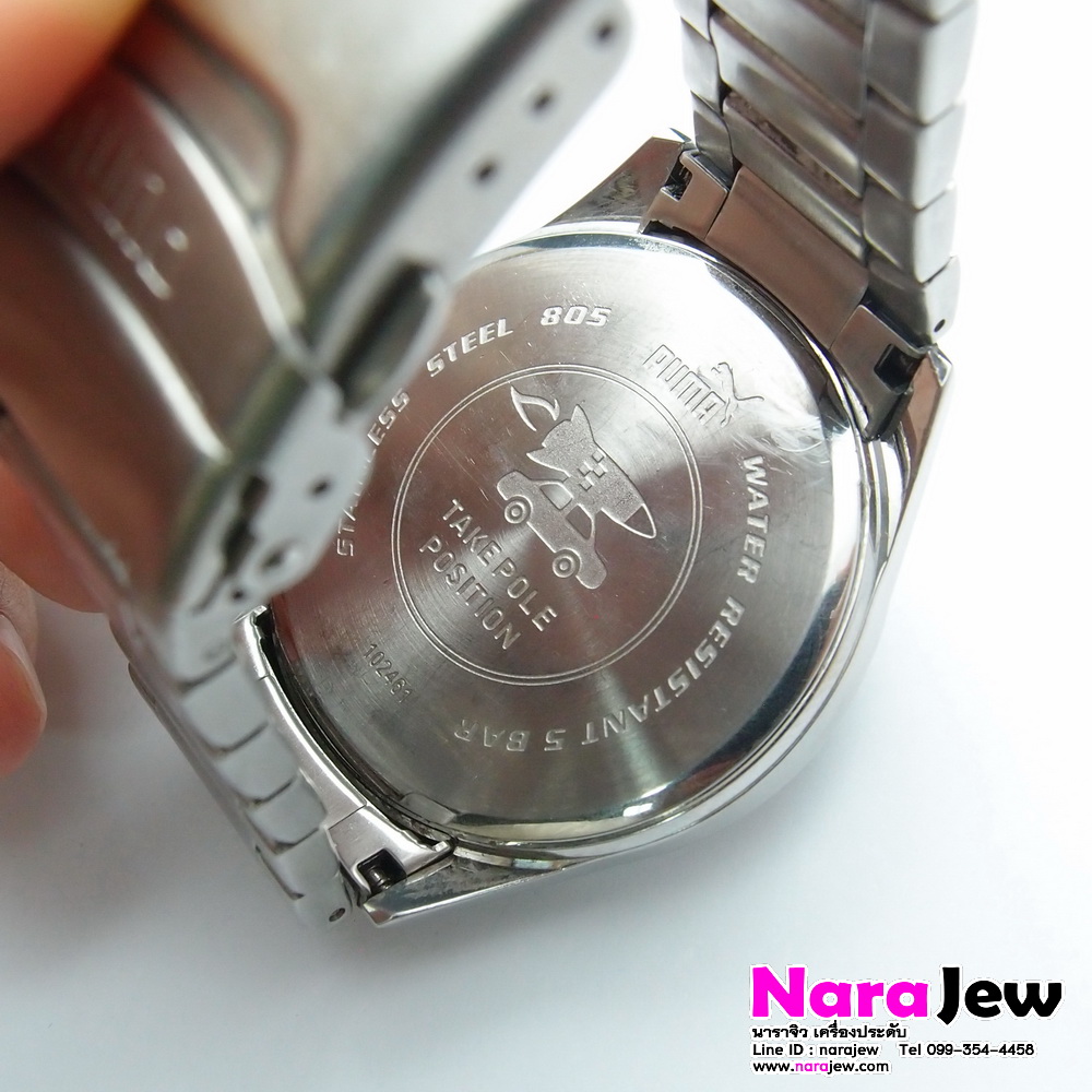 นาฬิกาหลุดจำนำ นาฬิกา PUMA รุ่น Takepole position หน้าปัดสีดำ หน้าปัด 43 มม. ตัวเรือน Stainless steel