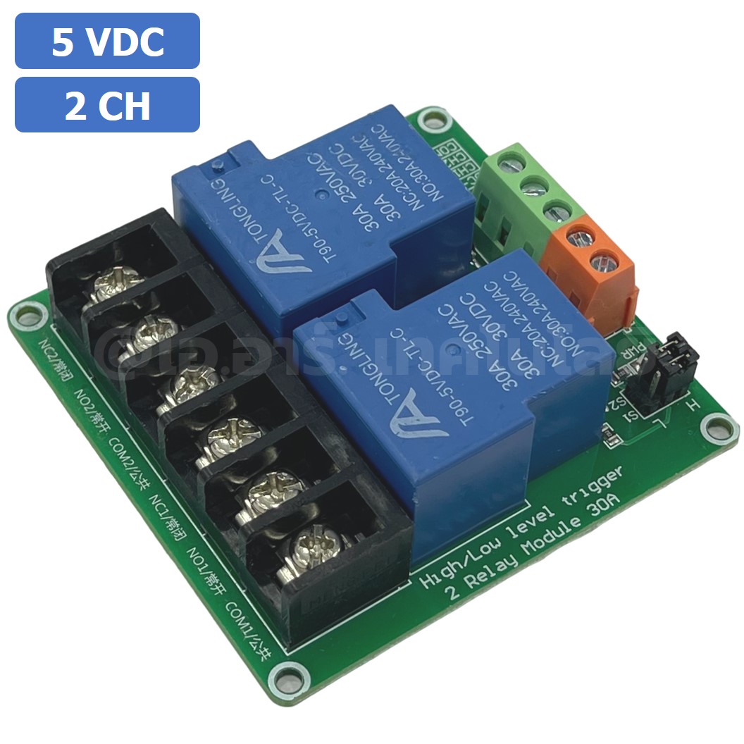 CM024 โมดูลรีเลย์ 2ช่อง 5VDC 30A 2 Channel Relay DC5V 30A แบบ Active Low/High รีเลย์ isolation Relay Module ทนกระแสสูง