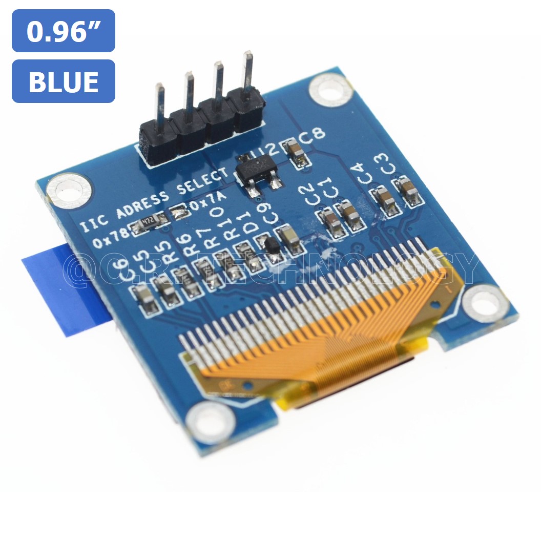 (1ชิ้น) AA412 หน้าจอ จอแสดงผล ขนาด 0.96 นิ้ว 0.96" Inch I2C IIC OLED LCD Module 4pin (with GND VCC), Blue สีน้ำเงิน