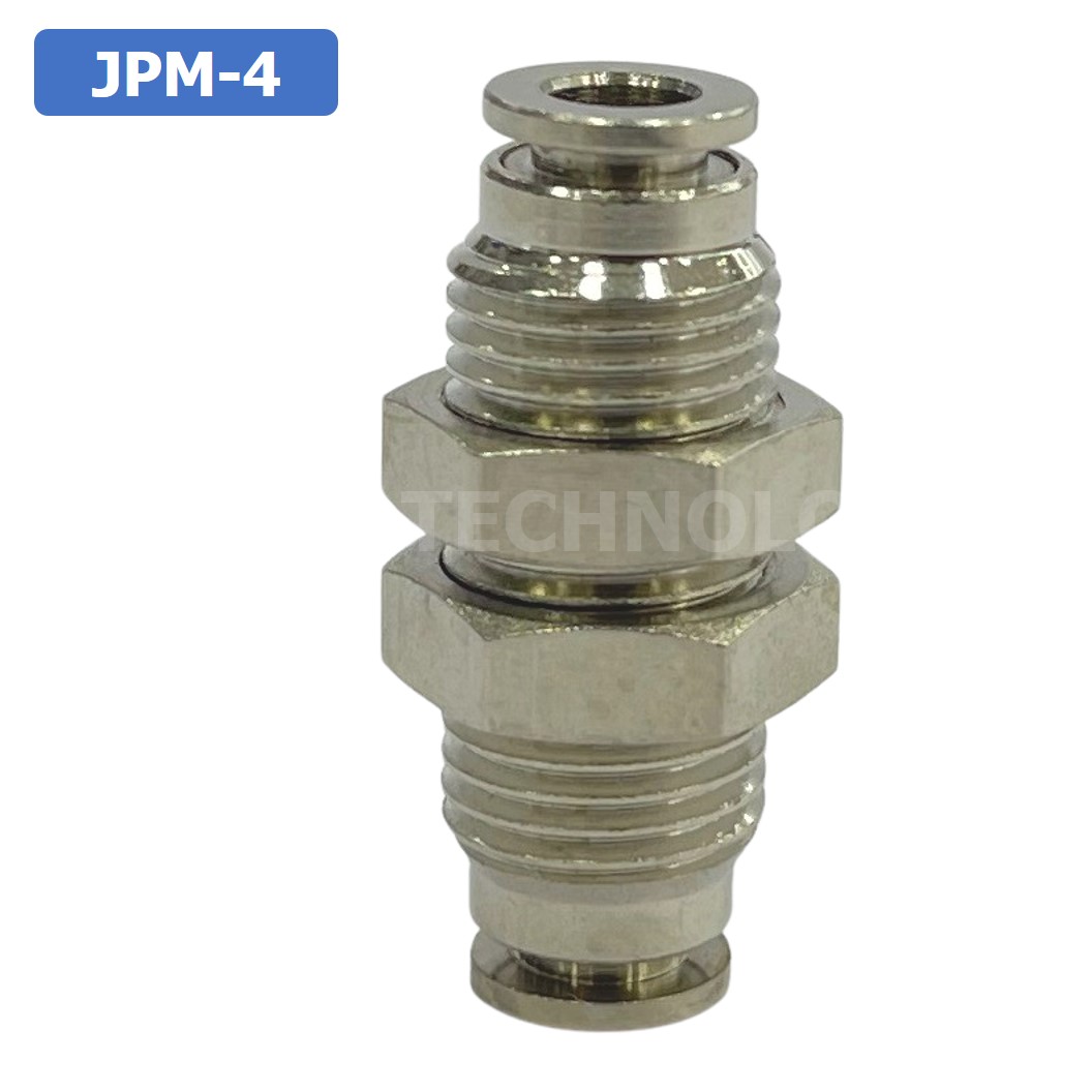 (1ชิ้น) JPM-4 ข้อต่อลม สแตนเลส 2ทาง เกลียวนอก STAINLESS 2 Way Bulkhead Union JPM Pneumatic Air Connector Fitting ข้อต่อลมสแตนเลส สำหรับ สายลม 4x2.5mm