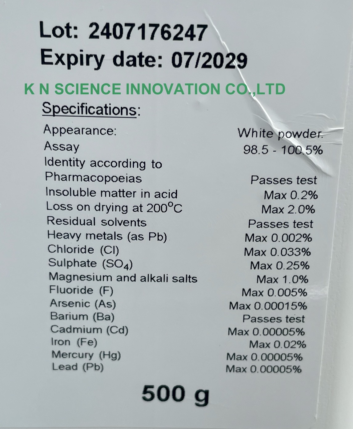 CALCIUM CARBONATE Lab KemAus 500 GM KA126