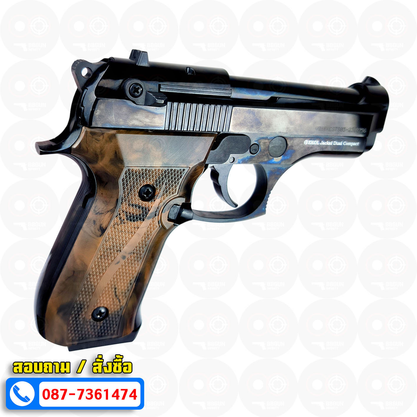 แบลงค์กัน Ekol Jackal Dual Compact 4" สีดำ Full Auto blankgun (แถมกล่องใส่ปืน แม็กกาซีน 2 อัน)